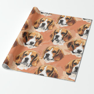 Cadeau Papier d'emballage motif portrait de Beagle à l'aq