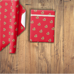Cadeau Papier d'emballage motif rouge coeur de couleur mo