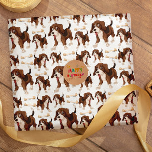 Cadeau Papier d'emballage motif sans couture pour chien b