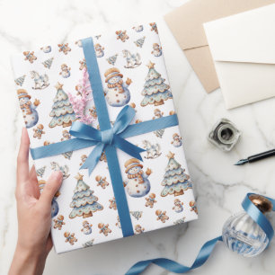 Cadeau Papier d'emballage motif sapin de Noël bonhomme de