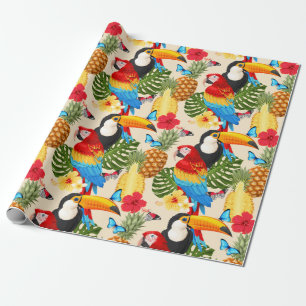 Cadeau Papier d'emballage motif tropical