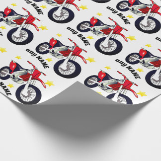 Cadeau Papier d'emballage moto rouge et message personnal