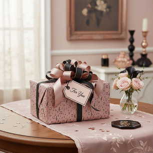 Cadeau Papier d'emballage musical or rose et noir