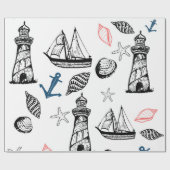 Cadeau Papier d'emballage nautique, thème d'été (Plat)