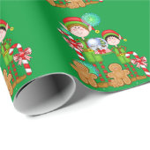 Cadeau Papier d'emballage Noël Elf Holiday (Coin rond)