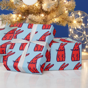 CADEAU PAPIER D'EMBALLAGE NOËL OU ANNIVERSAIRE LAPIN
