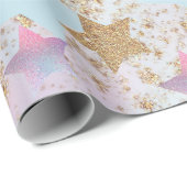 Cadeau Papier d'emballage Noël Star (Coin rond)