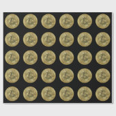 Cadeau Papier d'emballage noir Bitcoin (Plat)