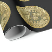 Cadeau Papier d'emballage noir Bitcoin (Coin rond)