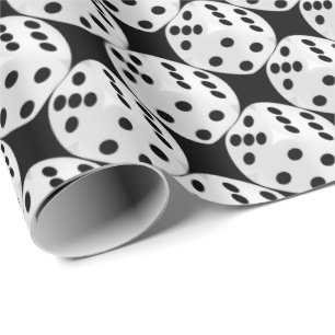 Cadeau Papier d'emballage noir blanc pour dés de jeu