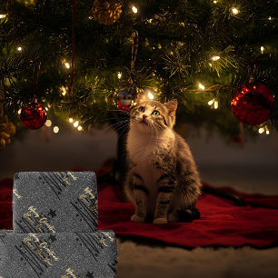 Cadeau Papier d'emballage noir brillant
