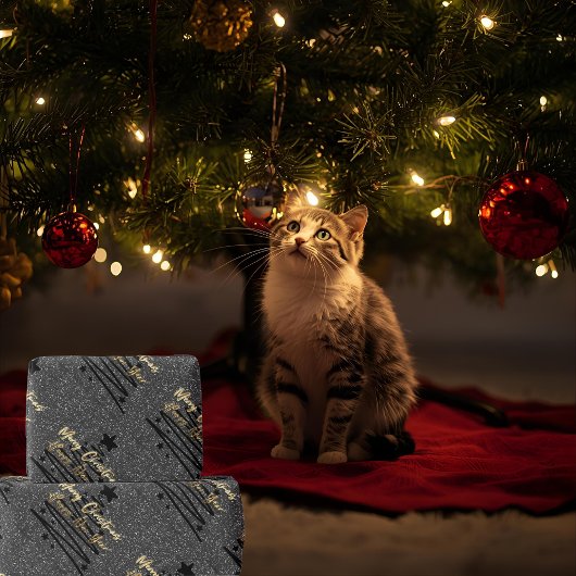 Cadeau Papier d'emballage noir brillant