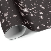 Cadeau papier d'emballage noir de nuit étoiles (Coin rond)