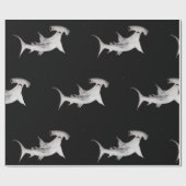 Cadeau papier d'emballage noir de requin marteau (Plat)