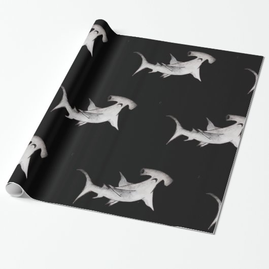 Cadeau papier d'emballage noir de requin marteau (Déroulé)