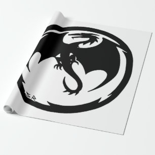 Cadeau Papier d'emballage noir Dragon blanc mat grand