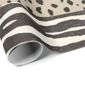 Cadeau papier d'emballage noir et beige (Coin rond)