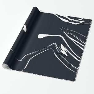 Cadeau Papier d'emballage noir et blanc à texture de marb