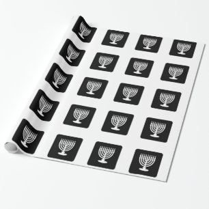 Cadeau Papier d'emballage noir et blanc de Menorah