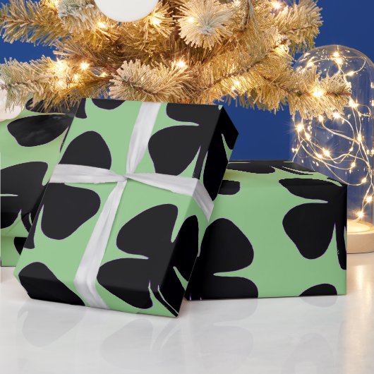 Cadeau Papier d'emballage noir mat vert Clover (Vacances)