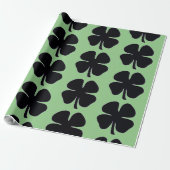 Cadeau Papier d'emballage noir mat vert Clover (Déroulé)