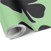 Cadeau Papier d'emballage noir mat vert Clover (Coin rond)
