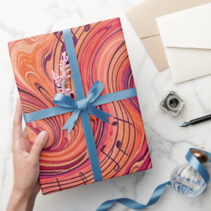 Cadeau Papier d'emballage notes de musique abstraites au