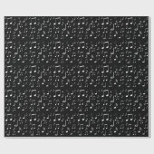 Cadeau papier d'emballage notes de musique noir et blanc (Plat)