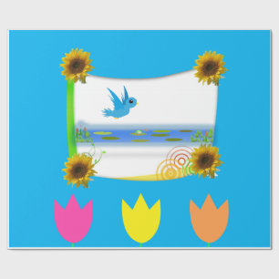 Cadeau Papier d'emballage Oiseau Tournesol