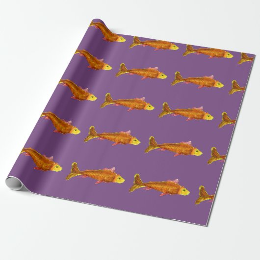 Cadeau Papier d'emballage orange de poisson rouge mignon (Déroulé)