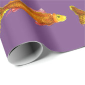 Cadeau Papier d'emballage orange de poisson rouge mignon (Coin rond)