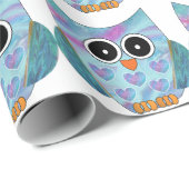 Cadeau Papier d'emballage orienté de hibou (Coin rond)