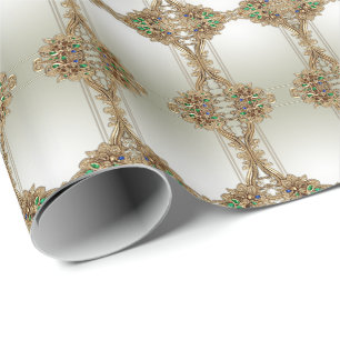 Cadeau Papier d'emballage orné doré élégant