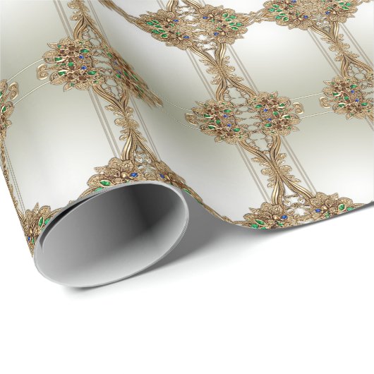 Cadeau Papier d'emballage orné doré élégant (Coin rond)