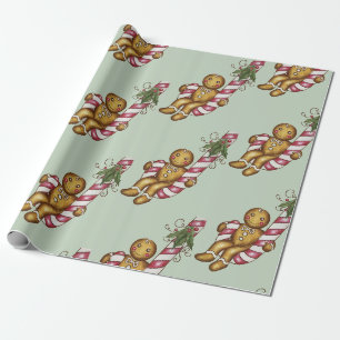 Cadeau Papier d'emballage pain d'épice canne à sucre