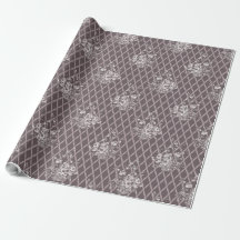 Papier d'emballage Panier Floral Vintage en Taupe 