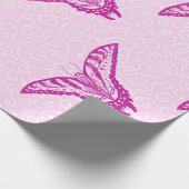 Cadeau Papier d'emballage papillon à queue épaisse rose. (Coin)