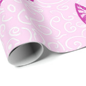 Cadeau Papier d'emballage papillon à queue épaisse rose. (Coin rond)