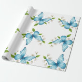 Cadeau Papier d'emballage papillon bleu (Déroulé)