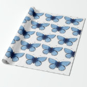 Cadeau Papier d'emballage - Papillon bleu (Déroulé)