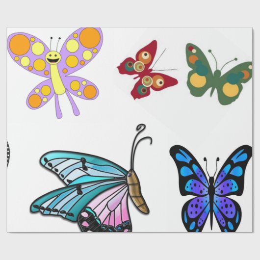 Cadeau Papier d'emballage papillon pour enfants (Plat)