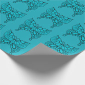 Cadeau Papier d'emballage Papillon Turquoise (Coin)