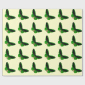 Cadeau Papier d'emballage Papillon Vert (Plat)