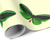 Cadeau Papier d'emballage Papillon Vert (Coin rond)