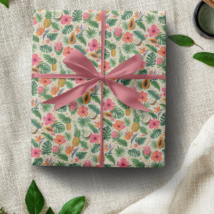 Cadeau Papier d'emballage Paradis Fruit Tropical & Hibisc