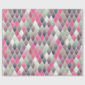 Cadeau papier d'emballage pastel en diamant vert rose (Plat)