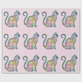 Cadeau papier d'emballage patchwork cat (Plat)