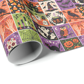 Cadeau Papier d'emballage patchwork Halloween