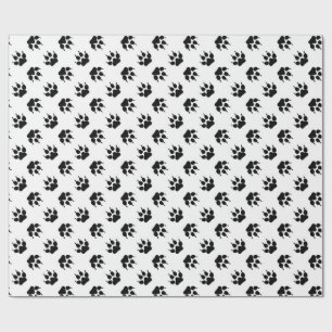 Cadeau Papier d'emballage patte de loup noir et blanc