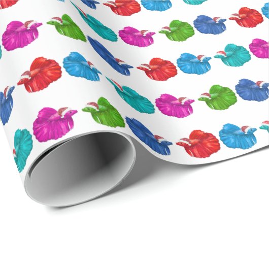 Cadeau Papier d'emballage Pères Noël Betta Fish (Coin rond)